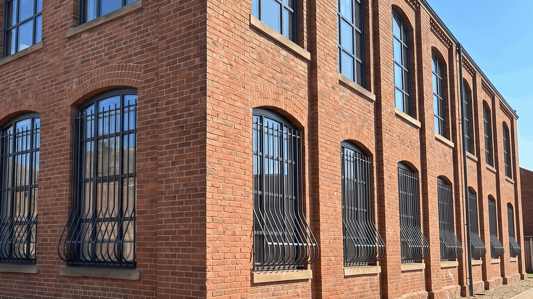 Custom steel security window grills for commercial offices and warehouses